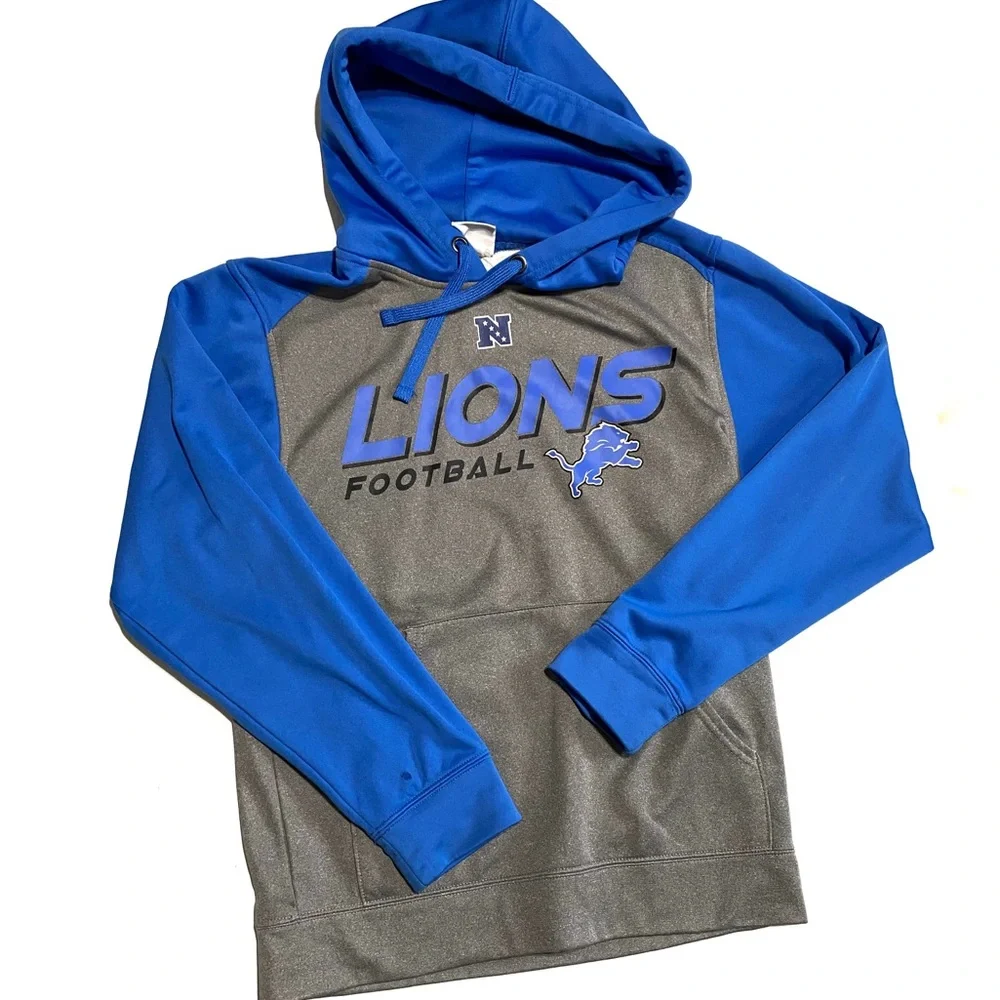 Detroit lions grey blue Hoodie S - Picture 1 of 8